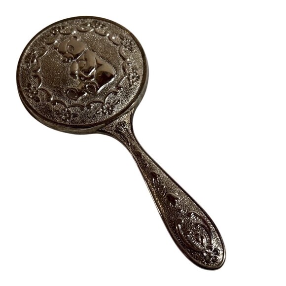 Silver Plated Vanity Set Teddy Bear With Mirror Brush & Comb Vintage Childrens - Picture 2 of 6